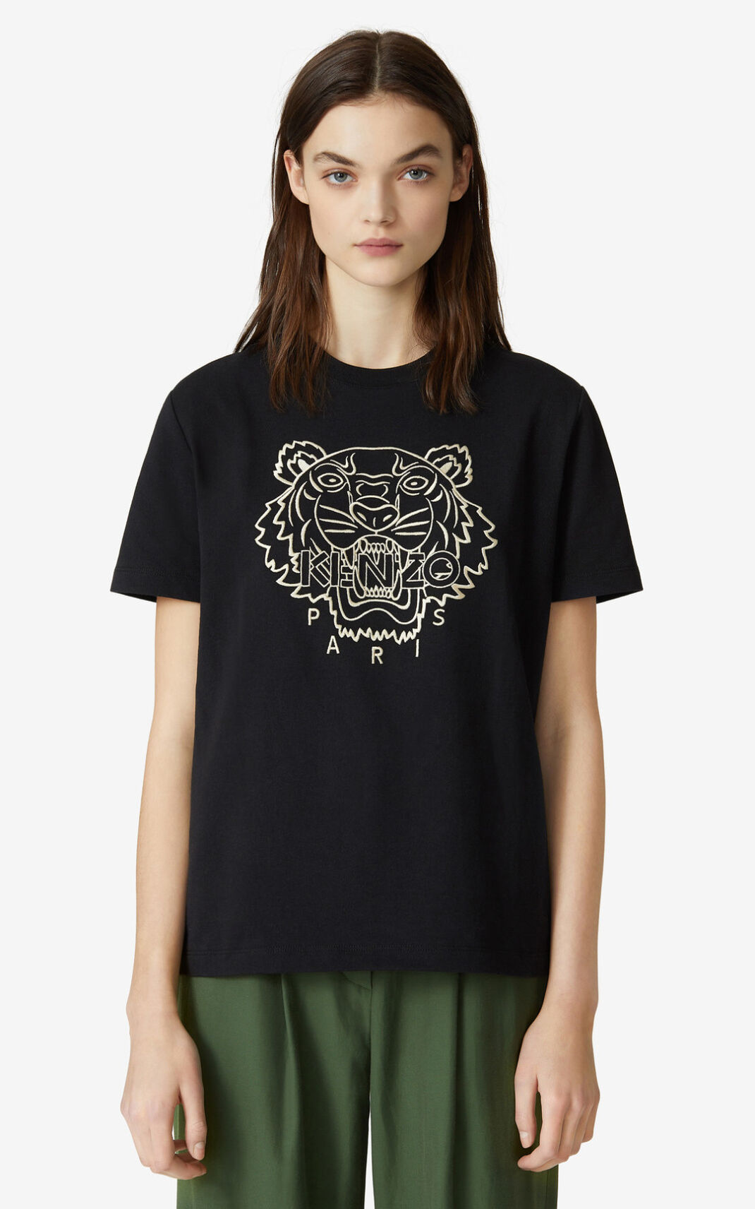 Kenzo Loose Tiger μπλουζακια γυναικεια μαυρα | GR883679